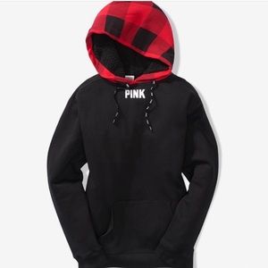 Victoria’s Secret PINK Pullover Black/Plaid Hood